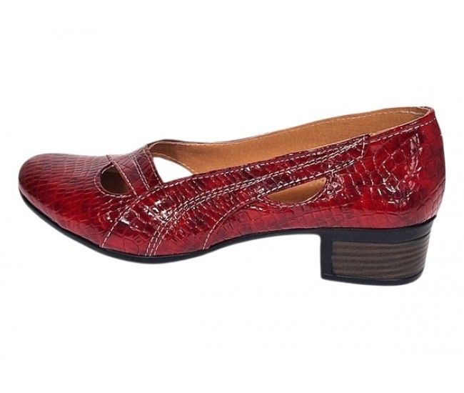 Pantofi dama din piele naturala Rosu Croco Lac - MVSP1RCR