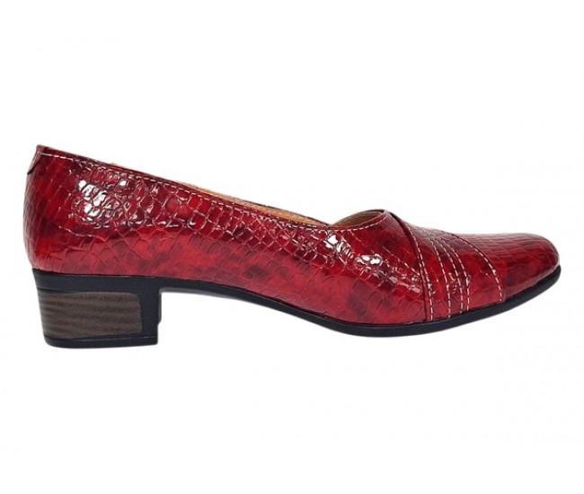 Pantofi dama din piele naturala Rosu Croco Lac - MVSP1RCR