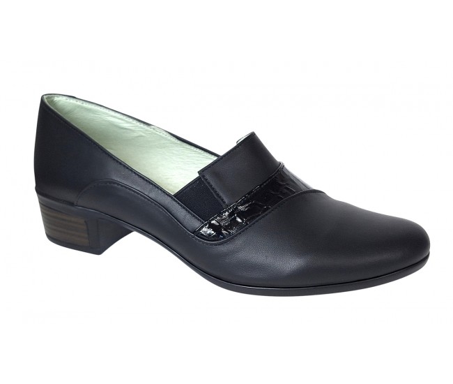 Pantofi dama comozi casual din piele naturala negru croco P27CRN