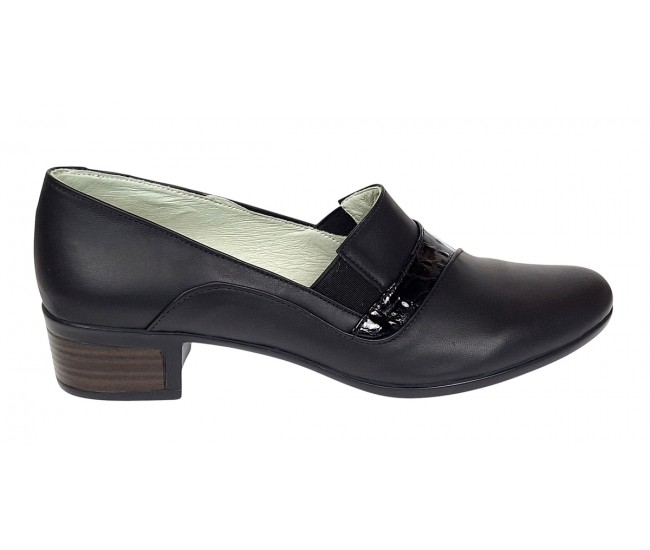 Pantofi dama comozi casual din piele naturala negru croco P27CRN