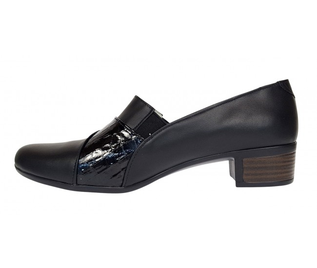 Pantofi dama comozi casual din piele naturala negru croco P27CRN