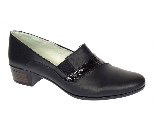 Pantofi dama comozi casual din piele naturala negru croco P27CRN