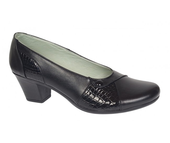 Pantofi dama casual din piele naturala negru croco P33CRN