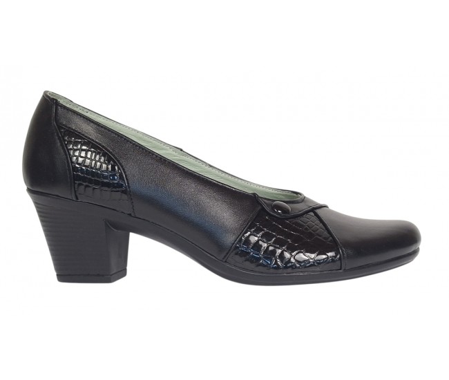 Pantofi dama casual din piele naturala negru croco P33CRN