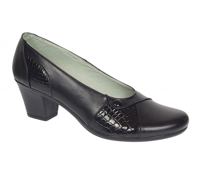 Pantofi dama casual din piele naturala negru croco P33CRN