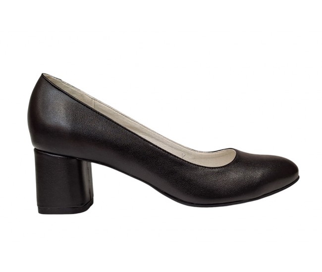 Pantofi dama eleganti din piele naturala box cu toc de 5 cm - Model Negru NA100NP