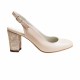 Pantof dama elegant decupat nud cu toc floral, 6 cm - NA101NUD
