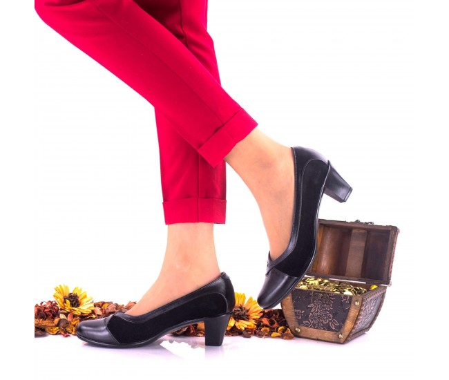 Marimea 35 Pantofi dama eleganti din piele naturala toc 5 cm - NA112NSP