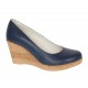 Pantofi dama casual din piele naturala cu platforme de 7cm  - Bleumarin NA170BLM
