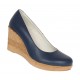 Pantofi dama casual din piele naturala cu platforme de 7cm  - Bleumarin NA170BLM