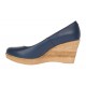 Pantofi dama casual din piele naturala cu platforme de 7cm  - Bleumarin NA170BLM