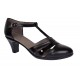 Pantofi eleganti dama din piele naturala, negri si piele naturala lacuita, toc 5 cm - NA173LNB