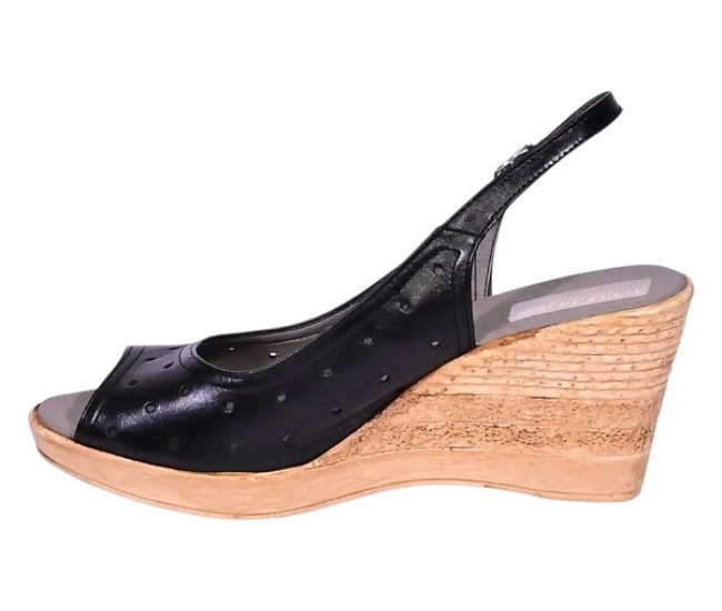 Sandale dama din piele naturala Negru Box cu bareta NA177NBOX