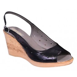 Sandale dama din piele naturala Negru Box cu bareta NA177NBOX