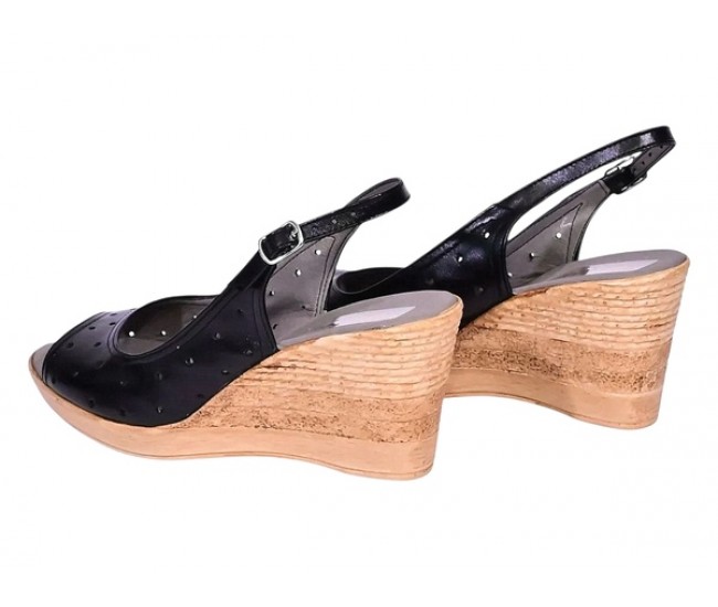 Sandale dama din piele naturala Negru Box cu bareta NA177NBOX