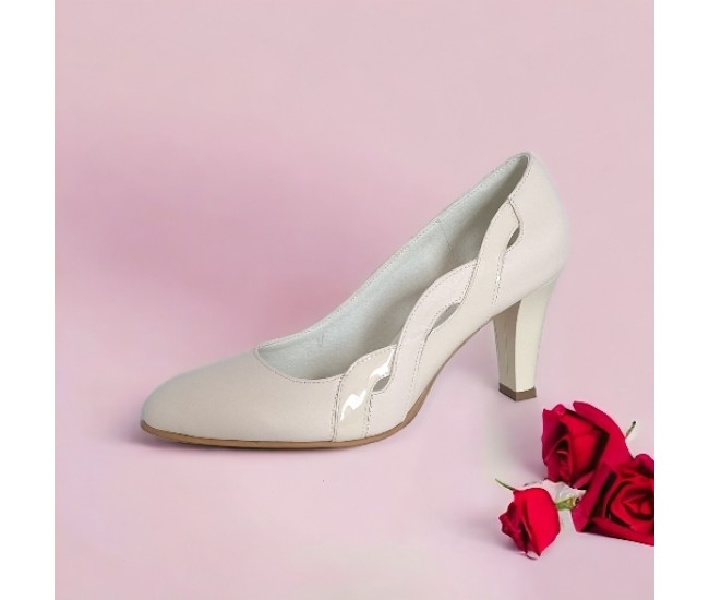 Pantofi dama din piele naturala, alb Selena NA215ALB