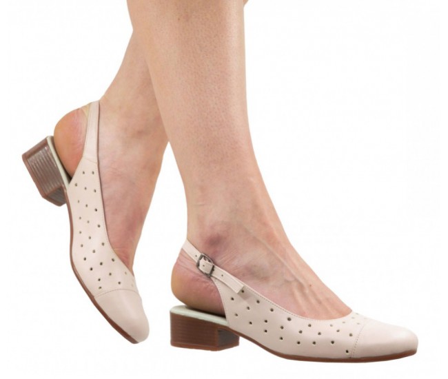 Pantofi dama casual din piele naturala Nud - NA252NUDP