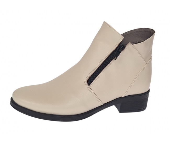 Ghete dama casual din piele naturala Bej Box NA316BB