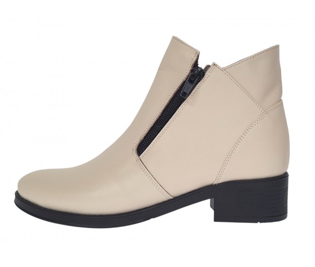 Ghete dama casual din piele naturala Bej Box NA316BB