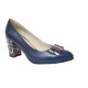 Pantofi eleganti dama, albastri, din piele naturala box, toc 6 cm - NA41A2