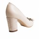 Pantofi eleganti dama, bej, din piele naturala box, toc 6 cm - NA41BEJ