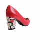 Pantofi eleganti dama, rosii, din piele naturala box, toc 6 cm - NA41R