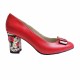 Pantofi eleganti dama, rosii, din piele naturala box, toc 6 cm - NA41R