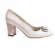 Pantofi eleganti dama, albi, din piele naturala box, toc 6 cm - NA47ALB