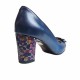 Pantofi eleganti dama, albastri, din piele naturala box, toc 6 cm - NA47A