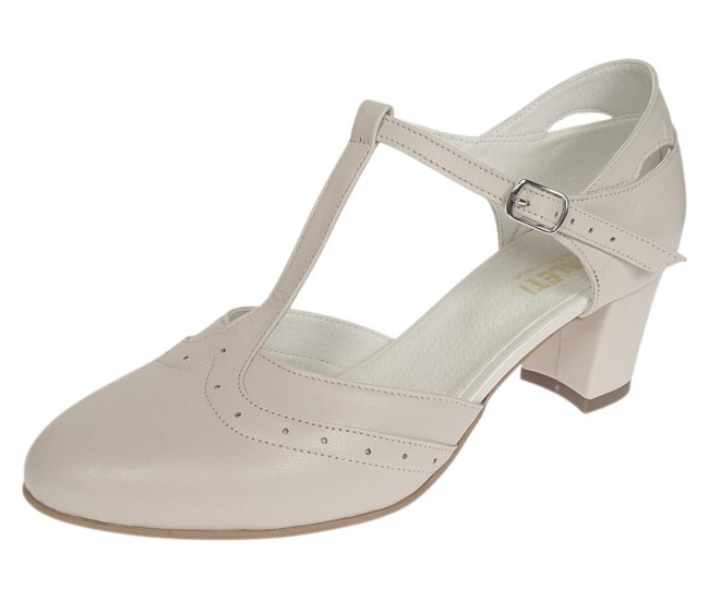 Pantofi dama eleganti decupati din piele naturală Bej Box Gama premium NA50BEJ