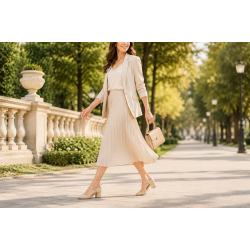 Pantofi damă bej din piele naturală, cu toc gros și barete elegante – Bej Box cu Bej Lac NA50BLP