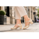 Pantofi damă bej din piele naturală, cu toc gros și barete elegante – Bej Box cu Bej Lac NA50BLP