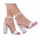 Sandale dama culoare alb din piele naturala toc 8cm - NA54AP
