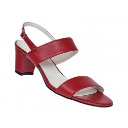 Sandale dama din piele naturala cu toc de 5cm Rosu NA59ROSU