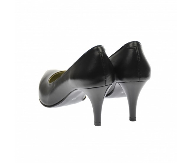 Pantofi stiletto dama, negri, din piele naturala box , toc 8 cm - NA63N