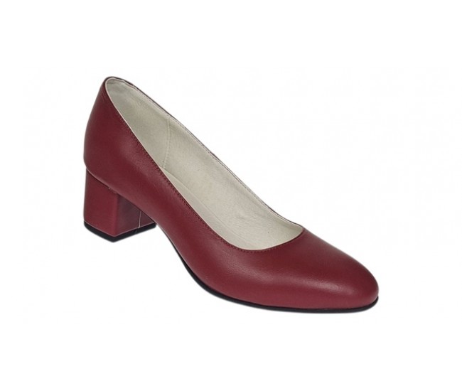 Pantofi eleganti dama din piele naturala box, toc 5 cm - NA73GRENA
