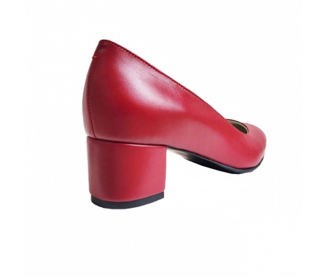 Pantofi eleganti dama, rosii, din piele naturala box, toc 5 cm - NA73ROSU