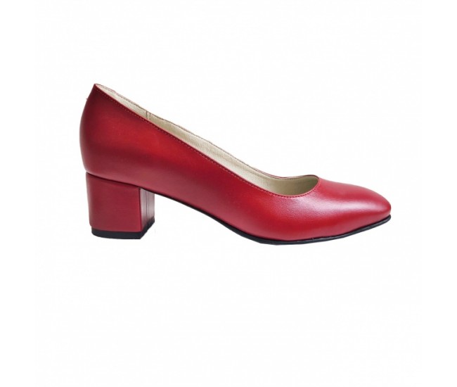 Pantofi eleganti dama, rosii, din piele naturala box, toc 5 cm - NA73ROSU