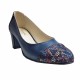 Pantofi eleganti dama, albastri, mozaic, din piele naturala box, toc 5 cm - NA74A2
