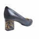 Pantofi eleganti dama, bleumarin, din piele naturala box, toc 5 cm - NA74BLM2