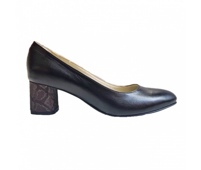 Pantofi eleganti dama, bleumarin, din piele naturala box, toc 5 cm - NA74BLM