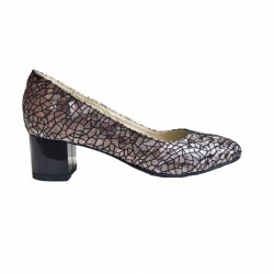 Marimea 39 Pantofi eleganti dama, mozaic metalic , din piele naturala box, toc 5 cm - NA74MM