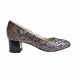 Pantofi eleganti dama, mozaic metalic , din piele naturala box, toc 5 cm - NA74MM