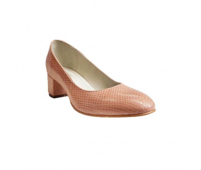 Pantofi eleganti dama, roz cu sclipici, din piele naturala box, toc 5 cm - NA74ROZ2