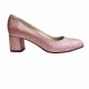 Pantofi eleganti dama, roz cu sclipici, din piele naturala box, toc 5 cm - NA74ROZ3