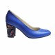 Pantofi eleganti dama, albastri, din piele naturala box, toc 6 cm - NA87A2
