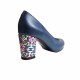 Pantofi eleganti dama, albastri, din piele naturala box, toc 6 cm - NA87ALBASTRU