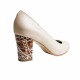 Pantofi eleganti dama, bej, mozaic, din piele naturala box, toc 6 cm - NA87BEJ2