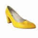 Pantofi eleganti dama, galbeni, din piele naturala box, toc 6 cm - NA87G3