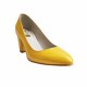 Pantofi eleganti dama, galbeni, din piele naturala box, toc 6 cm - NA87G3